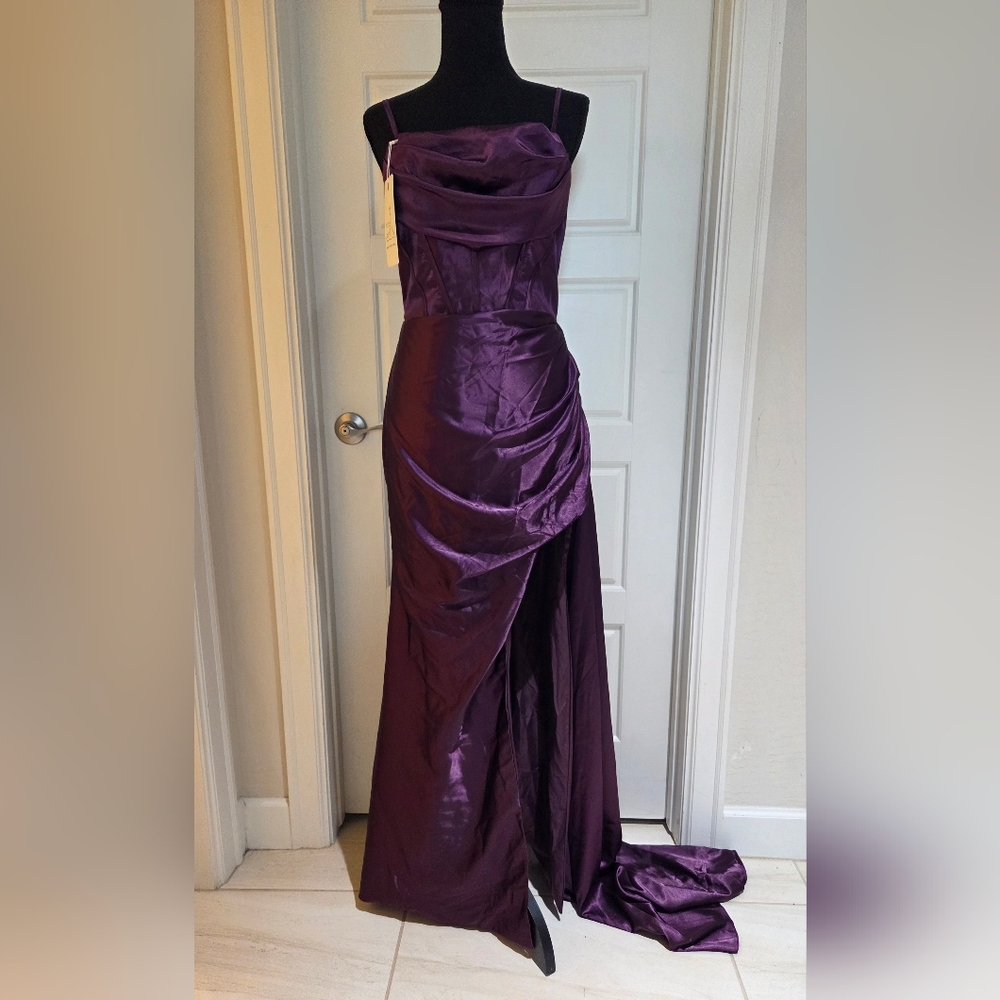 Elegant Purple Satin Gown